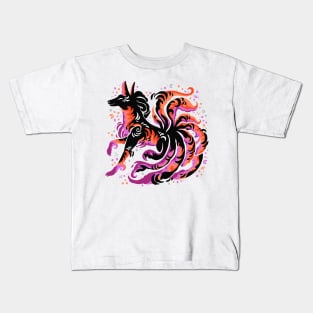 Lesbian Flag Kitsune Kids T-Shirt